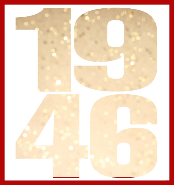 Oniine invitation card with cut out 1946 for own photo Red.