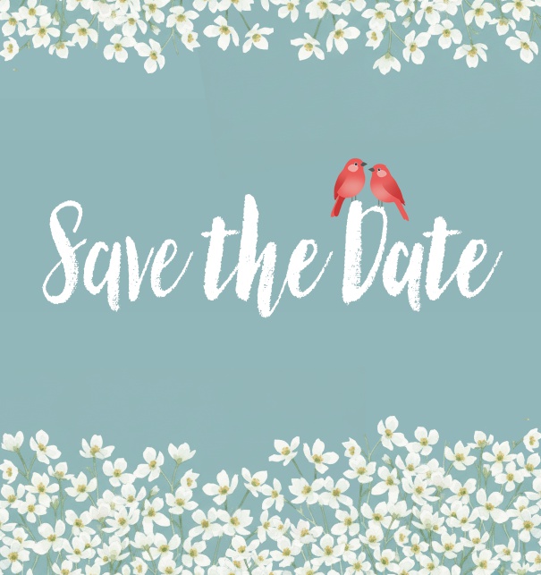 Online Save the Date Karte mit sommerlichen Blumen Blau.