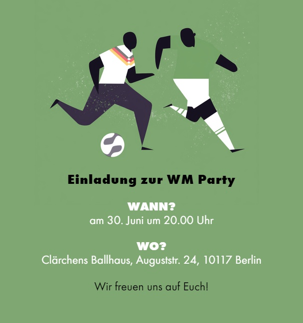 Online Einladungskarte für WM 2026 Spiele mit Deutschland Trikot