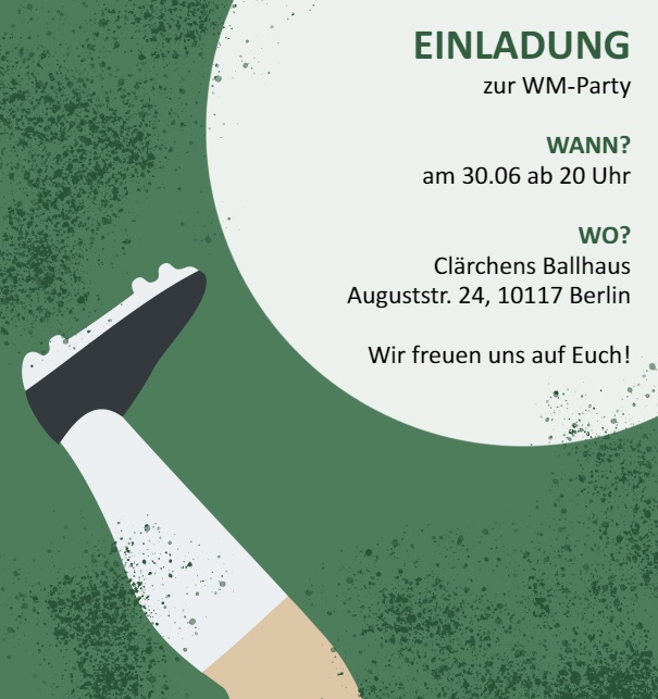 Online Einladungskarte gestaltet im Fallrückzieher Design