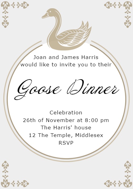 Online invitation with swimming goose Grey.
