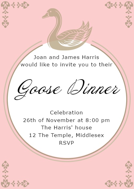 Online invitation with swimming goose Red.