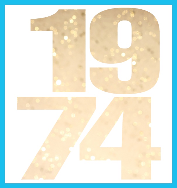1974 cut out large - Blue - 50th Anniversary Online Invitation card with cut out 1974 for own image Blue.