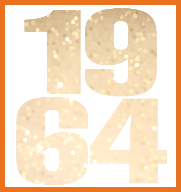 Online Invitation card with cut out 1964 for own image Orange.