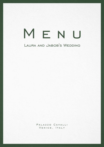 Menu card with green border and editable text.