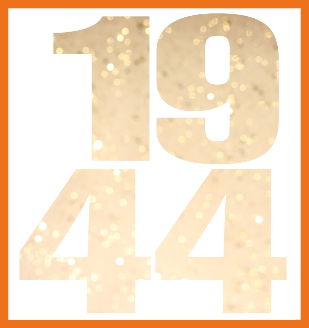 Online Invitation card with cut out 1944 for own image Orange.