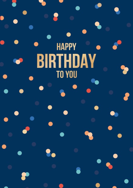 Online Dunkelblaue Geburtstagskarte mit farbigen Pünktchen