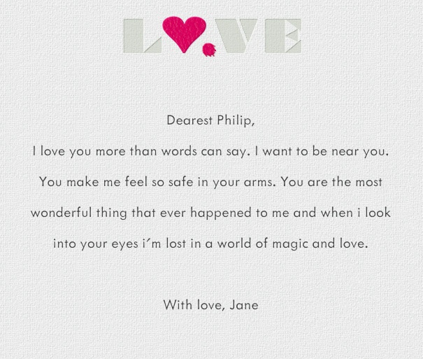 Online White Love Letter with Love Header