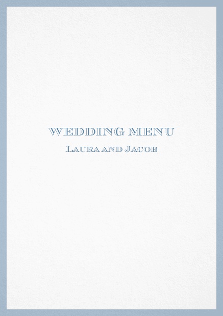 Menu card with blue border and editable text. Blue.