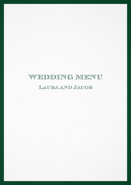 Menu card with blue border and editable text. Green.