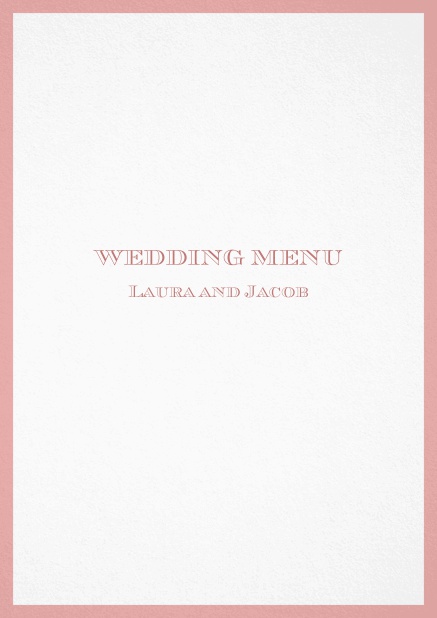Menu card with blue border and editable text. Pink.
