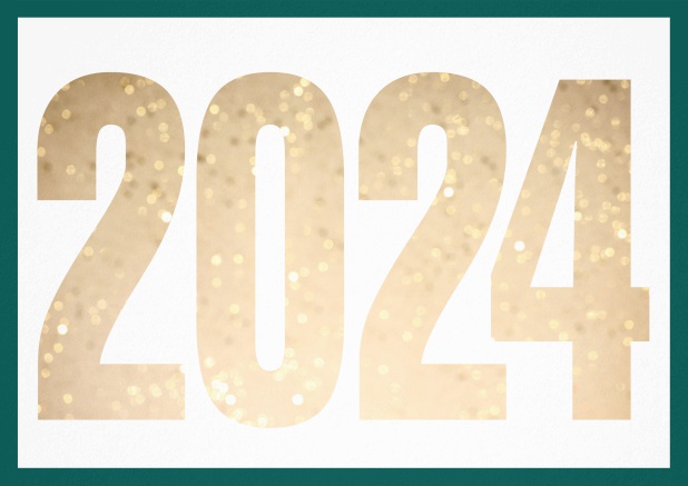 Cant wait for 2024 - Green - New Years Eve Invitation card with cut out 2024 for optional own photo Green.