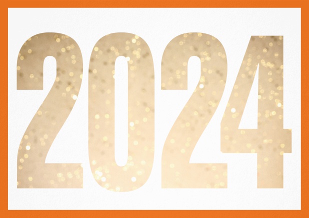 Cant wait for 2024 - Orange - New Years Eve Invitation card with cut out 2024 for optional own photo Orange.