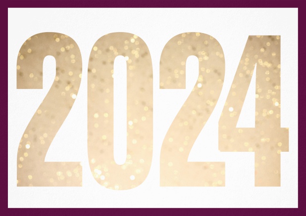 Cant wait for 2024 - Purple - New Years Eve Invitation card with cut out 2024 for optional own photo Purple.