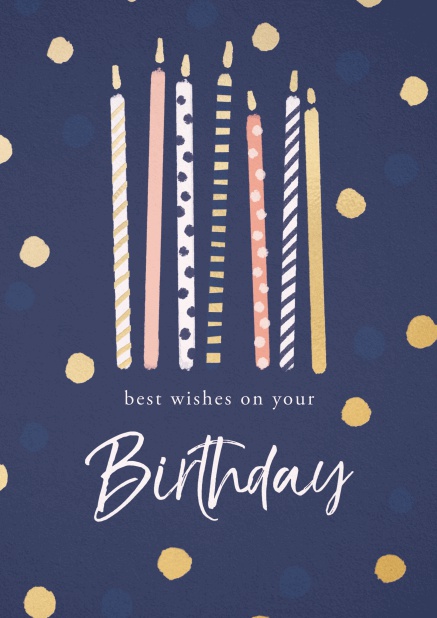 Dark blue Birthday Card with Birthday Candles
