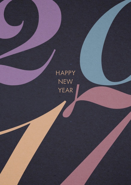 Dark blue New Year's greeting card colorful 2015 and editable tex