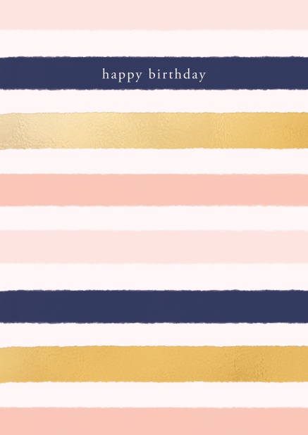 Online Birthday Card with rosa, blue and gold stripes