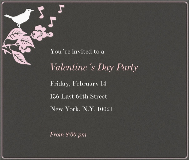 Brown Valentine's Invitation with Singing Dove.