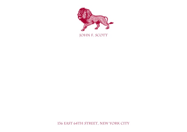 Weiße online Briefkarte mit Löwe und Text. Rot.