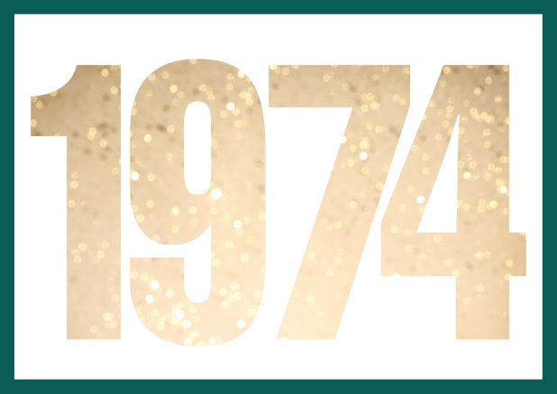founded 1974 - Green - 50th Anniversary Online Invitation card with cut out 1974 for optional own photo Green.