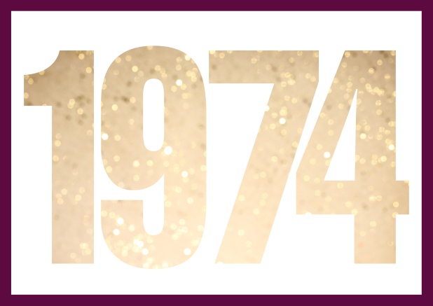 founded 1974 - Purple - 50th Anniversary Online Invitation card with cut out 1974 for optional own photo Purple.