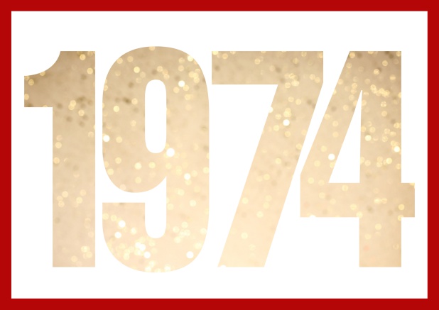 founded 1974 - Red - 50th Anniversary Online Invitation card with cut out 1974 for optional own photo Red.