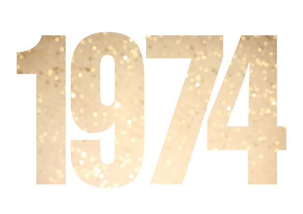 founded 1974 - White - 50th Anniversary Online Invitation card with cut out 1974 for optional own photo White.