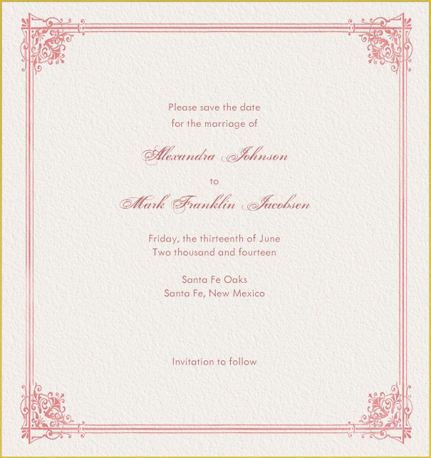 Rosafarbene, frühlingshafte Save the Date Karte für Hochzeiten.
