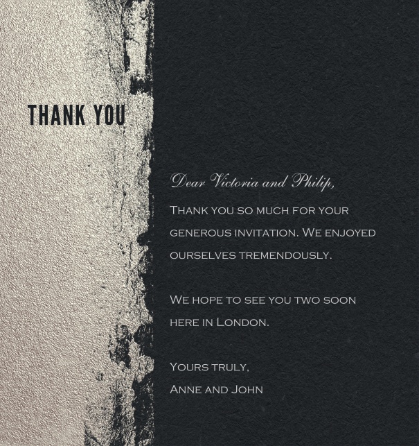 Thank you card with Grey and Black Motif