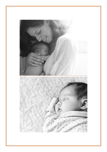 Bambis Dreams - Orange - Photo cards Photo card with two photo fields and boarder which is in several colors available Orange.