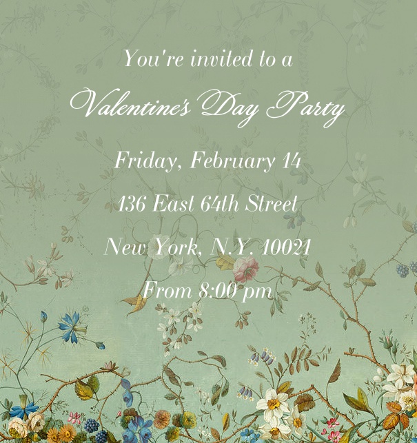 Online invitation card with flower background.
