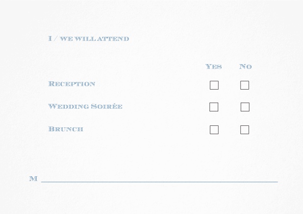 Matching reply card for Day in Heidelberg design Blue.