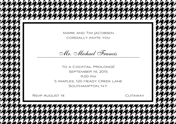 Classic landscape online invitation card with modern bavarian frame, editable text and line for personal addressing.