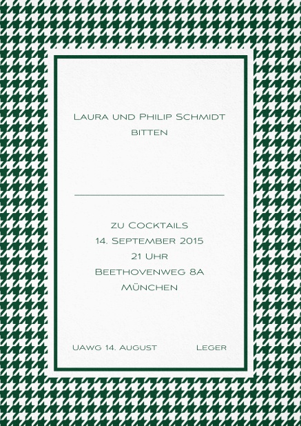 Wundersame Geschichte - Grün - Tracht Klassiche hochkant Einladungskarte zum Oktoberfest in mehreren Farben. Grün.