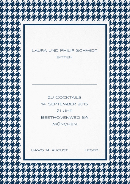 Wundersame Geschichte - Marine - Tracht Klassiche hochkant Einladungskarte zum Oktoberfest in mehreren Farben. Marine.