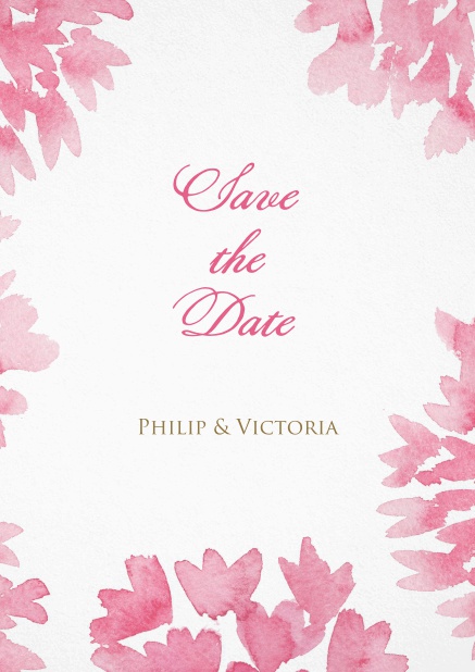 Hochzeits save the date mit Wasserfarben Blumenmuster.