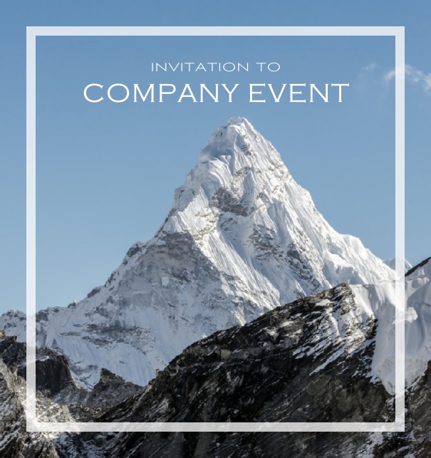 Online only corporate invitation template with transparent frame over photo.
