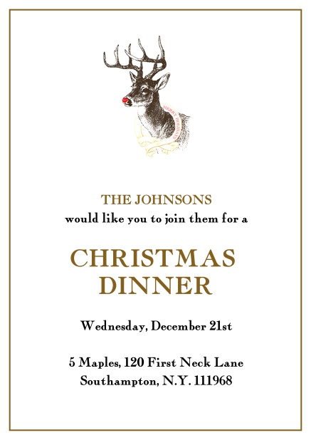 Online Christmas party invitation with Christmas bird and red frame Brown.