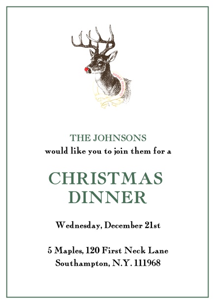Online Christmas party invitation with Christmas bird and red frame Green.