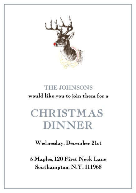 Online Christmas party invitation with Christmas bird and red frame Grey.