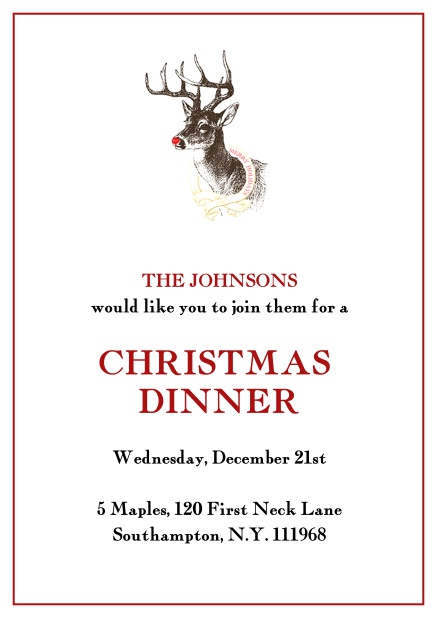 Online Christmas party invitation with Christmas bird and red frame Red.