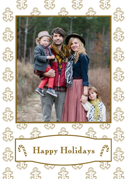 Online Christmas card with large photo field surrounded by cinnomom cookies. Brown.