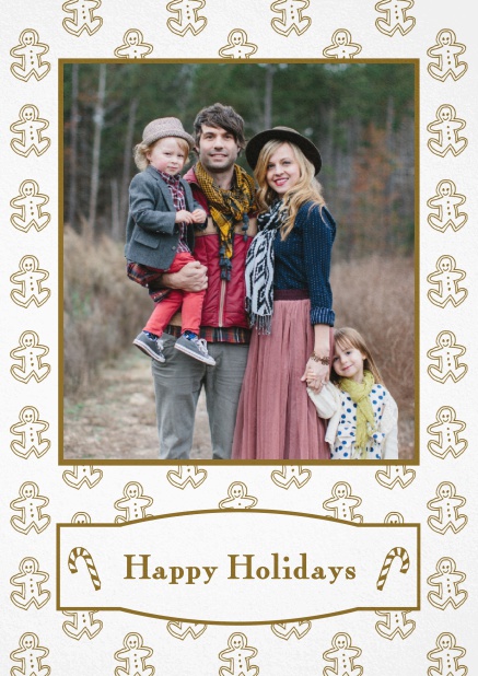 Christmas card with large photo field surrounded by cinnomom cookies. Brown.