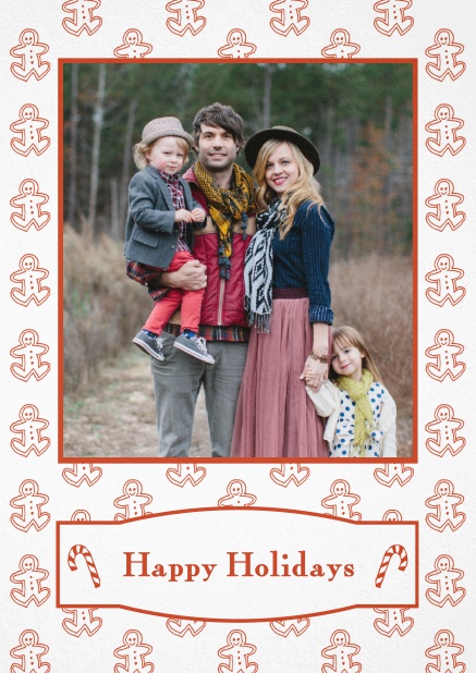 Cinnamom cookies - Red - Christmas cards Christmas card with large photo field surrounded by cinnomom cookies. Red.