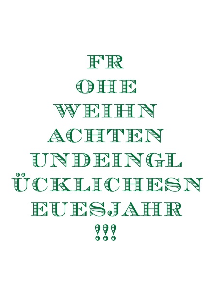 Froher Baum - Weihnachtskarten Geschäftlich Online Weisse Weihnachtskarte mit Baum aus Chevalier Text mit Frohe Weihnachten und ein Glückliches Neues Jahr.