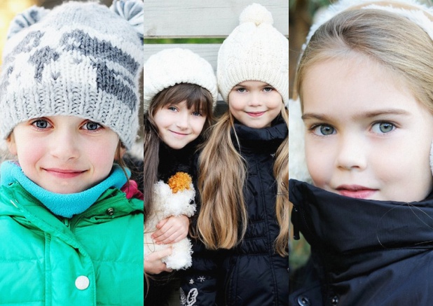 Weihnachtskarte für 3 Kinderfotos in hochkant vorne. Lila.