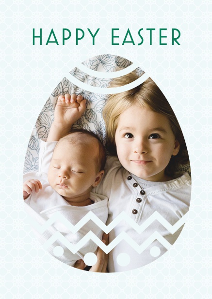 Happy Easter photo - Easter A lively online card with Happy Easter text, yellow flowers and a photo field in egg form, perfect for Easter invitations
