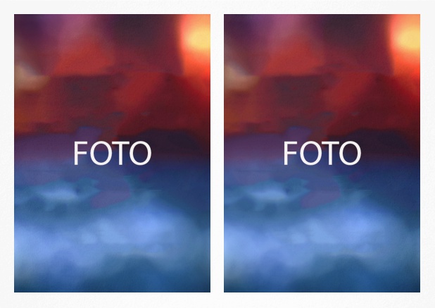 Einfach gestaltete Fotokarte mit Rahmen in Querformat mit 2 Fotofeldern zum Foto selber hochladen.
