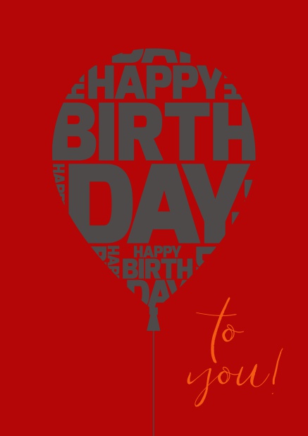 Online Happy Birthday Greeting card with large balloon. Red.