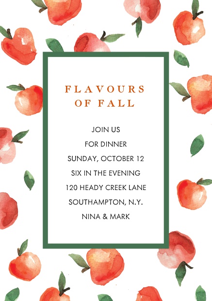 Online Invitation card with red apples